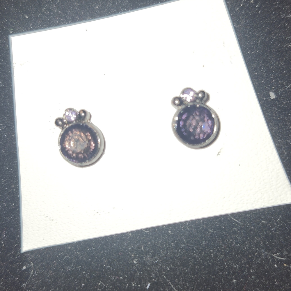 Sterling Silver Purple Amethyst Stud Earrings View 2